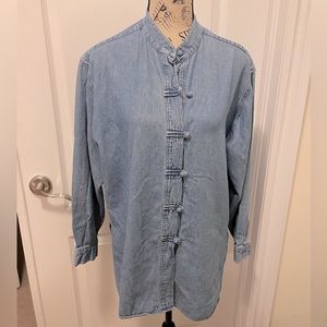 J.Jill mandarin style denim shirt size M